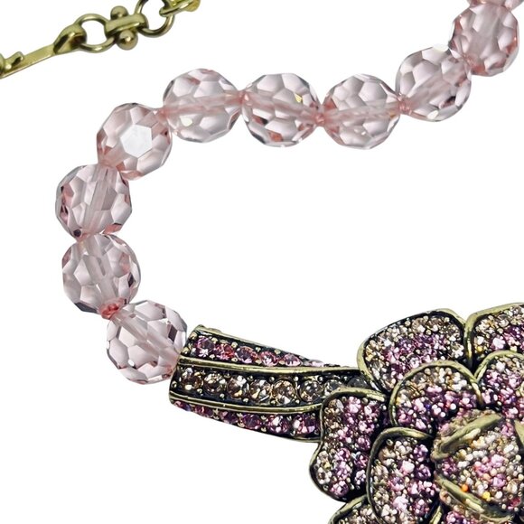 Heidi Daus Pretty Petals Pink Swarovski Crystal Rose And Beaded Necklace (6011) - Picture 9 of 11